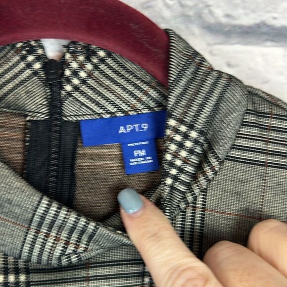 Apt 9 Dress Womens Medium Petite Black Plaid Sleeveless Mock Neck - Picture 4 of 9